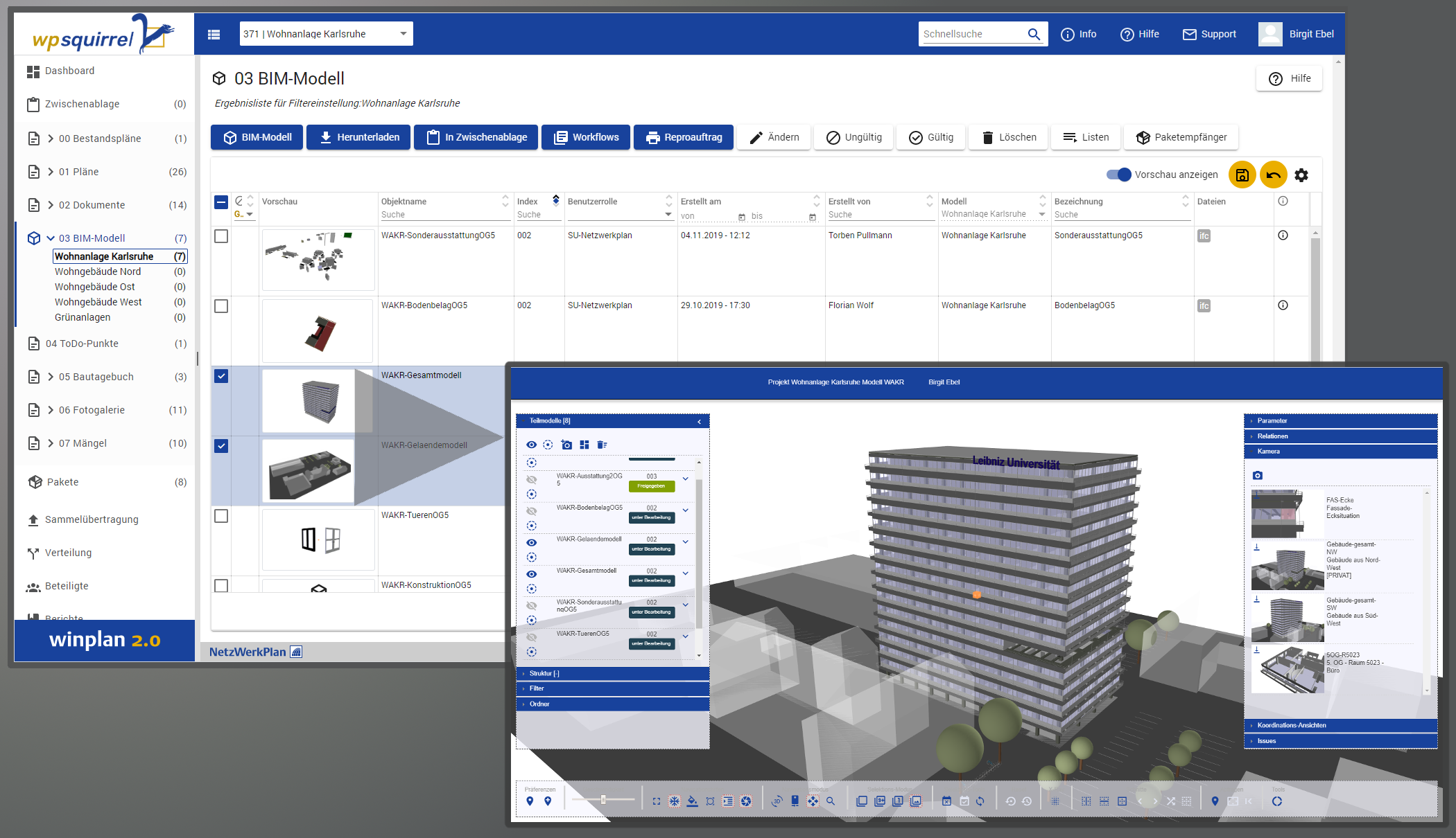 Screenshot BIM Data Management